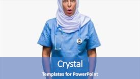  Presentation with nurse - Cool new presentation theme with arab nurse woman wearing hijab backdrop and a  colored foreground