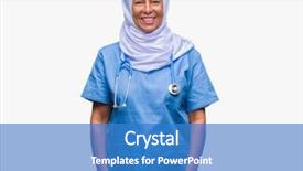  Presentation with nursing to nurse communication - PPT theme consisting of arab nurse woman wearing hijab background and a teal colored foreground