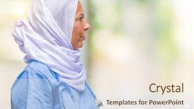  Presentation with icu nurse - Amazing slide set having arab nurse woman wearing hijab backdrop and a  colored foreground