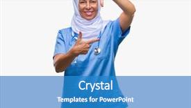  Presentation with nurse - Audience pleasing PPT theme consisting of arab nurse woman wearing hijab backdrop and a teal colored foreground