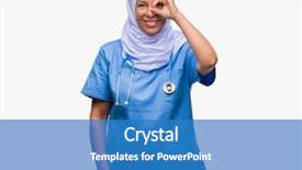  Presentation with nurse - Colorful theme enhanced with arab nurse woman wearing hijab backdrop and a teal colored foreground