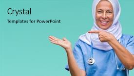  Presentation with nursing to nurse communication - Cool new presentation with arab nurse woman wearing hijab backdrop and a  colored foreground