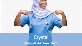  Presentation with nurse - Slide set having arab nurse woman wearing hijab background and a  colored foreground