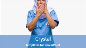  Presentation with nurse - Audience pleasing presentation design consisting of arab nurse woman wearing hijab backdrop and a  colored foreground