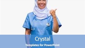  Presentation with nursing to nurse communication - Amazing theme having arab nurse woman wearing hijab backdrop and a teal colored foreground