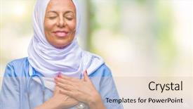 Presentation with nurse - PPT theme featuring arab nurse woman wearing hijab background and a lemonade colored foreground