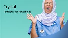  Presentation with nurse - Colorful slide deck enhanced with arab nurse woman wearing hijab backdrop and a  colored foreground