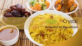  Presentation with middle east - PPT theme consisting of arab rice ramadan food background and a yellow colored foreground