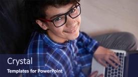  Presentation with cause - Slides enhanced with arab-teenager-using-laptop background and a navy blue colored foreground