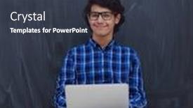  Presentation with arab - Slide deck consisting of arab-teenager-using-laptop background and a tawny brown colored foreground