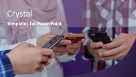  Presentation with social media - PPT theme enhanced with arab-teenagers-group-using-smart background and a gray colored foreground