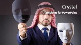  Presentation with masks - Theme enhanced with arab with masks in dark studio background and a dark gray colored foreground