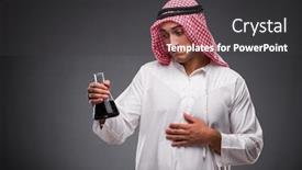  Presentation with oil - Presentation design featuring arab-with-oil-on-gray background and a dark gray colored foreground