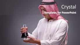 Presentation with oil - Audience pleasing PPT layouts consisting of arab-with-oil-on-gray backdrop and a dark gray colored foreground