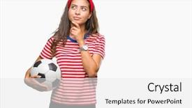  Presentation with arab - PPT theme featuring arab woman holding soccer football background and a white colored foreground