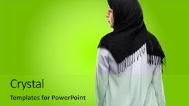  Presentation with hijab - Audience pleasing theme consisting of arab woman wearing hijab backside backdrop and a yellow colored foreground