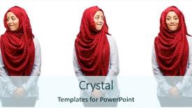 Presentation with hijab - Presentation design featuring arab woman wearing hijab confident background and a cool aqua colored foreground