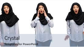  Presentation with wow - PPT layouts having arab woman wearing hijab happy background and a light blue colored foreground