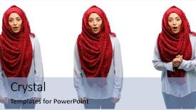  Presentation with bahasa arab - PPT theme with arab woman wearing hijab scared background and a light blue colored foreground