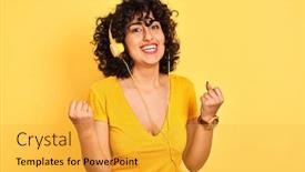  Presentation with arab music - Presentation design featuring arab-woman-with-curly-hair background and a gold colored foreground