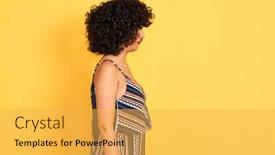  Presentation with hair dress - Slide deck enhanced with arab-woman-with-curly-hair background and a yellow colored foreground