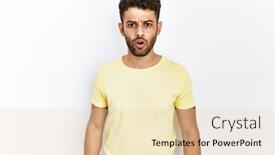  Presentation with arab - Slide deck featuring arab-young-man-standing-over background and a  colored foreground