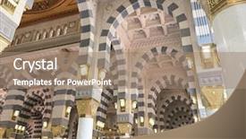  Presentation with islamic architecture - Presentation theme featuring arabesque - arch islamic architecture in mecca background and a coral colored foreground