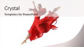  Presentation with ballet - Beautiful slide deck featuring arabesque - beautiful ballet dancer in studio backdrop and a sky blue colored foreground