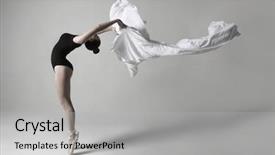  Presentation with empty space dance studio - Slide deck having arabesque - beautiful ballet dancer in studio background and a light gray colored foreground