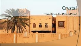  Presentation with modern building - Presentation theme having arabesque - modern building in doha qatar background and a  colored foreground