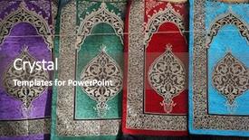  Presentation with punjab carpets - Beautiful slides featuring arabesque - traditional turkish carpets hanging backdrop and a violet colored foreground