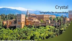  Presentation with granada - PPT layouts featuring arabesque - view of the famous alhambra background and a light blue colored foreground