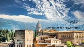  Presentation with granada - Presentation theme enhanced with arabesque - view of the famous alhambra background and a light blue colored foreground
