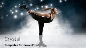  Presentation with figure skating - Beautiful theme featuring arabesque-woman-figure-skating backdrop and a light gray colored foreground