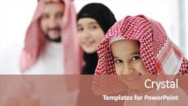  Presentation with muslim family - Amazing slide set having arabia culture - arabic muslim family backdrop and a coral colored foreground