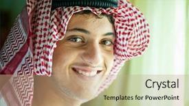  Presentation with arabic - Presentation featuring arabia digit - happy arabic boy background and a coral colored foreground