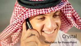  Presentation with cosmetics arabic - Cool new PPT theme with arabia digit - happy arabic boy backdrop and a coral colored foreground
