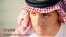  Presentation with arabic - Slide set having arabia digit - happy arabic boy background and a  colored foreground