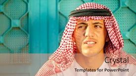  Presentation with arabic desing - Presentation consisting of arabia digit - happy arabic boy background and a  colored foreground