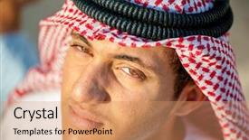  Presentation with cosmetics arabic - Presentation theme with arabia digit - happy arabic boy background and a  colored foreground