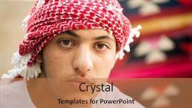  Presentation with arabic embroidery - Cool new presentation design with arabia digit - happy arabic boy backdrop and a  colored foreground