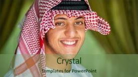  Presentation with arabic - PPT theme having arabia digit - happy arabic boy background and a  colored foreground