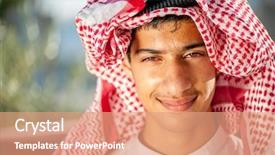  Presentation with arabic - Presentation theme having arabia digit - happy arabic boy background and a coral colored foreground