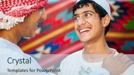  Presentation with arabic - Presentation theme featuring arabia digit - happy arabic boy background and a sky blue colored foreground