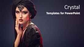  Presentation with beauty cosmetics - Audience pleasing presentation theme consisting of arabian-beauty-fashion-portrait backdrop and a wine colored foreground