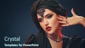  Presentation with beauty cosmetics - Slides having arabian-beauty-fashion-portrait background and a wine colored foreground