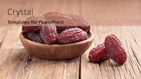  Presentation with close up wooden decking - Presentation theme featuring arabian-dates-in-closeup background and a coral colored foreground
