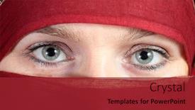  Presentation with blue eyes technology close up - Amazing presentation theme having arabian eyes - closeup backdrop and a crimson colored foreground