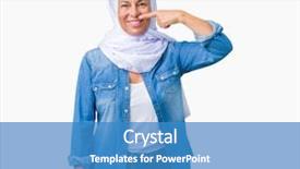  Presentation with eastern - Slide set enhanced with arabian hijab over isolated background background and a  colored foreground