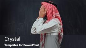  Presentation with black man fashion - Slides enhanced with arabian-man-in-traditional-clothes background and a dark gray colored foreground
